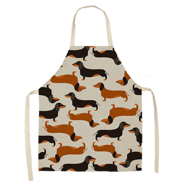 Bulldog Dachshund Cotton Linen Printed Kitchen Apron WQ0037