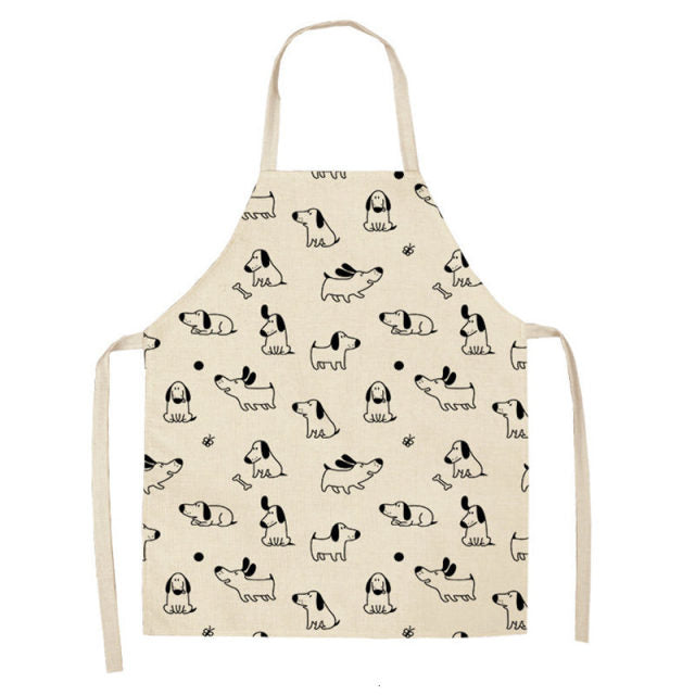 Bulldog Dachshund Cotton Linen Printed Kitchen Apron WQ0037