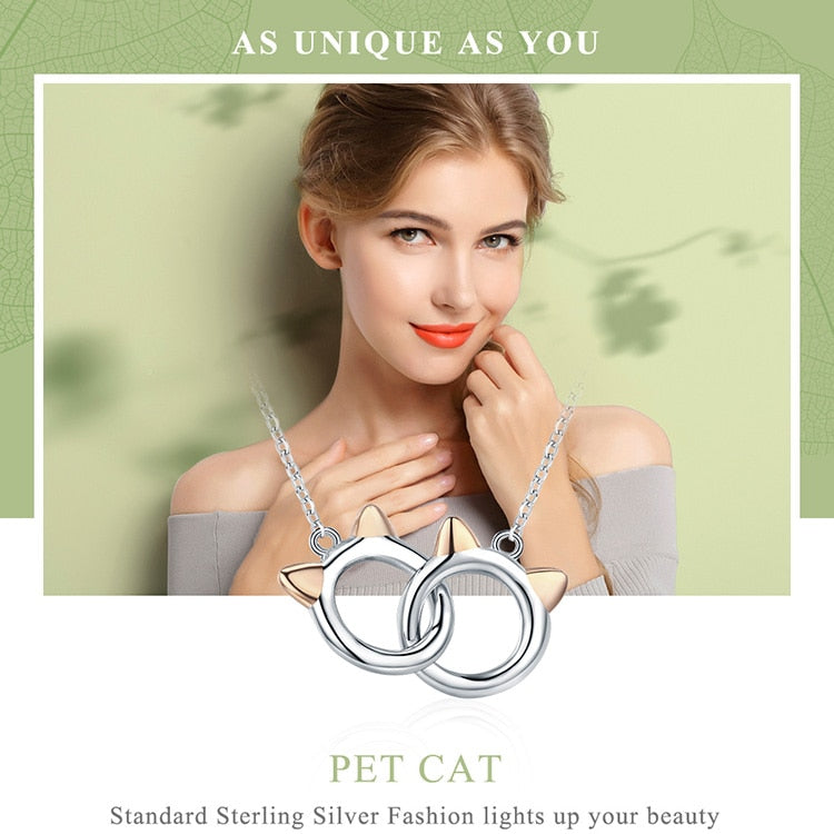 925 Sterling Silver Cat Pendant Necklace CQN252
