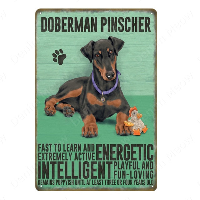 Multi Dog Vintage Metal Tin Signs Home Wall Deco N356