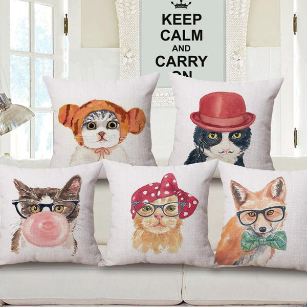 45*45 cm Fashion Cute Animal Cotton Linen Pillow Case Cushion Cover
