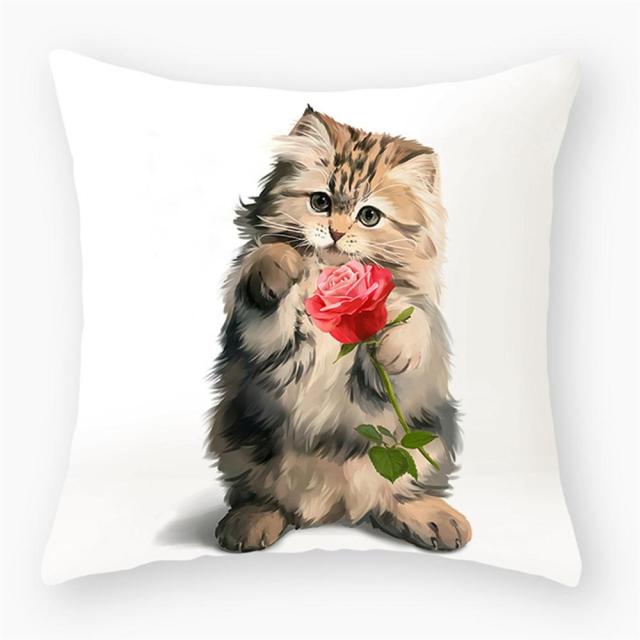 45*45 cm Cute Cat Theme Peachskin Pillow Case Cushion Cover