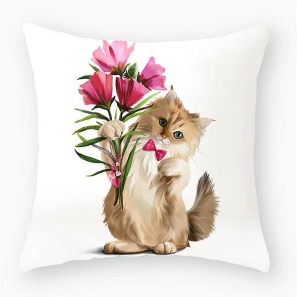 45*45 cm Cute Cat Theme Peachskin Pillow Case Cushion Cover