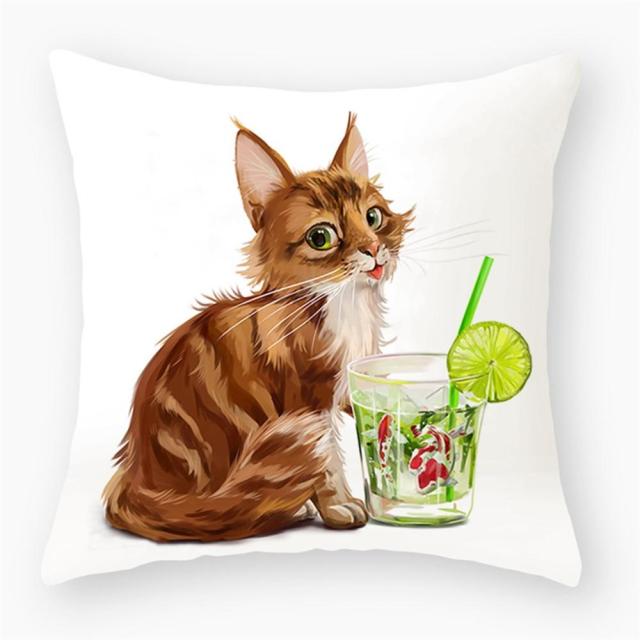 45*45 cm Cute Cat Theme Peachskin Pillow Case Cushion Cover