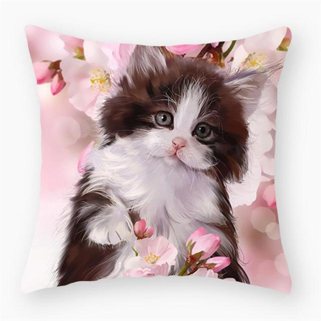 45*45 cm Cute Cat Theme Peachskin Pillow Case Cushion Cover