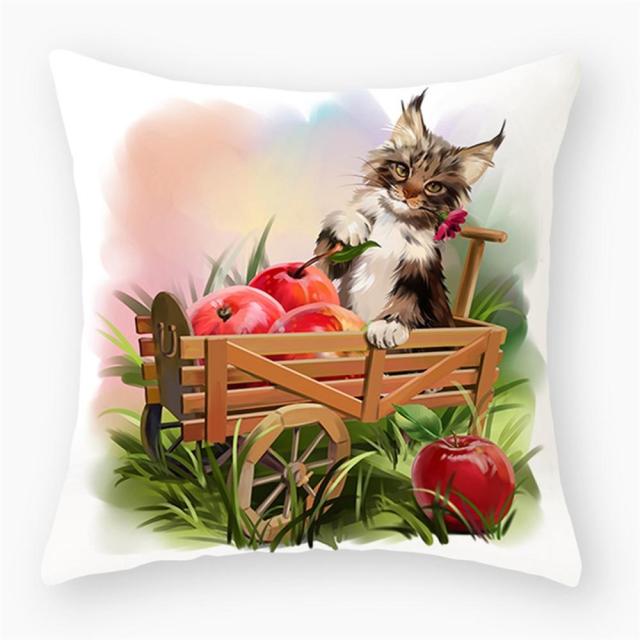 45*45 cm Cute Cat Theme Peachskin Pillow Case Cushion Cover