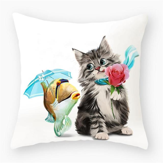 45*45 cm Cute Cat Theme Peachskin Pillow Case Cushion Cover
