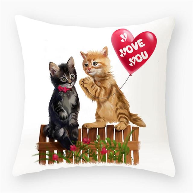 45*45 cm Cute Cat Theme Peachskin Pillow Case Cushion Cover