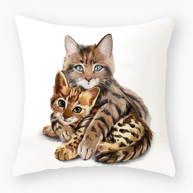 45*45 cm Cute Cat Theme Peachskin Pillow Case Cushion Cover