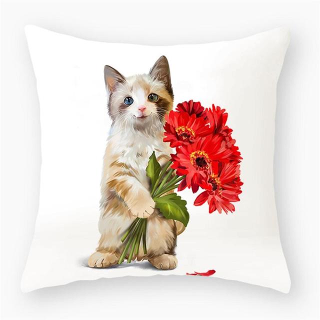 45*45 cm Cute Cat Theme Peachskin Pillow Case Cushion Cover