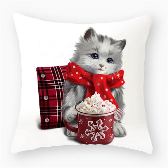 45*45 cm Cute Cat Theme Peachskin Pillow Case Cushion Cover