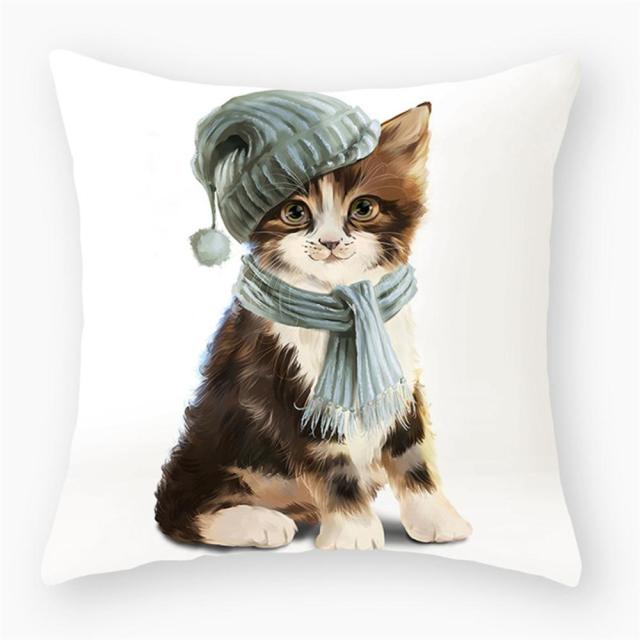 45*45 cm Cute Cat Theme Peachskin Pillow Case Cushion Cover