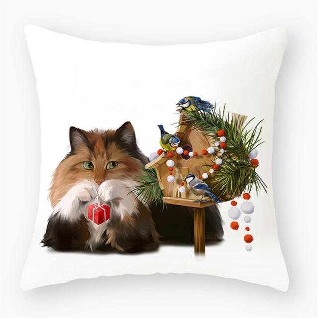 45*45 cm Cute Cat Theme Peachskin Pillow Case Cushion Cover