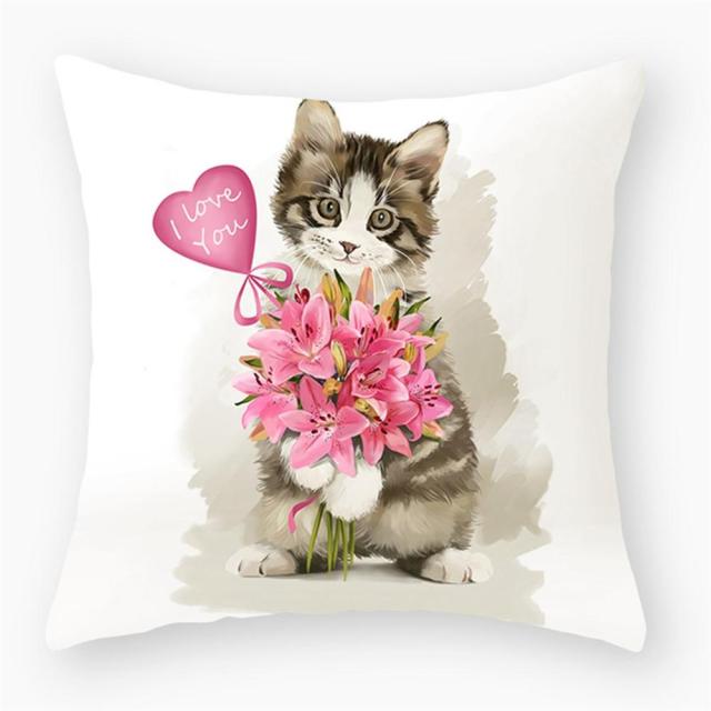 45*45 cm Cute Cat Theme Peachskin Pillow Case Cushion Cover