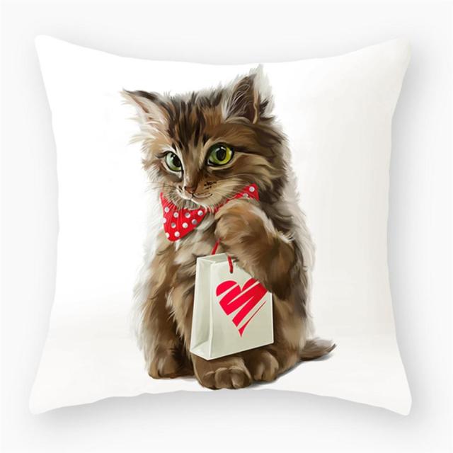 45*45 cm Cute Cat Theme Peachskin Pillow Case Cushion Cover