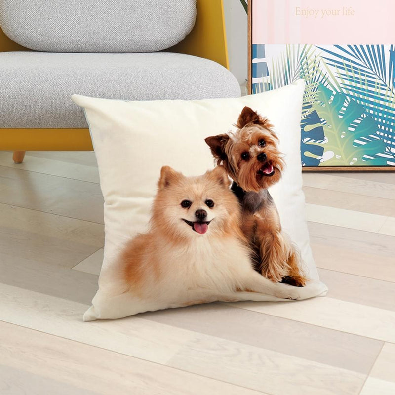 45*45 cm Cute Dogs Pattern Peach Skin Pillow Case Cushion Cover