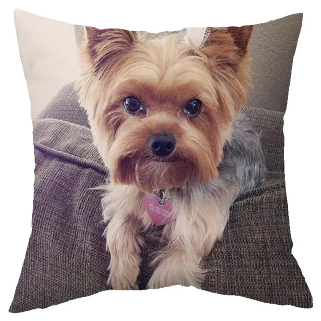 45*45 cm Cute Dogs Pattern Peach Skin Pillow Case Cushion Cover