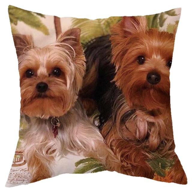 45*45 cm Cute Dogs Pattern Peach Skin Pillow Case Cushion Cover