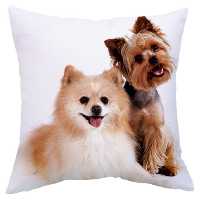 45*45 cm Cute Dogs Pattern Peach Skin Pillow Case Cushion Cover