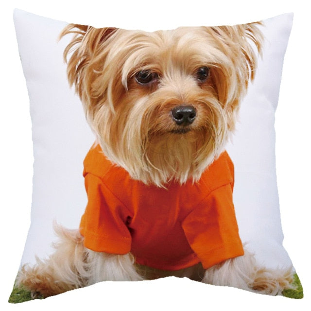 45*45 cm Cute Dogs Pattern Peach Skin Pillow Case Cushion Cover