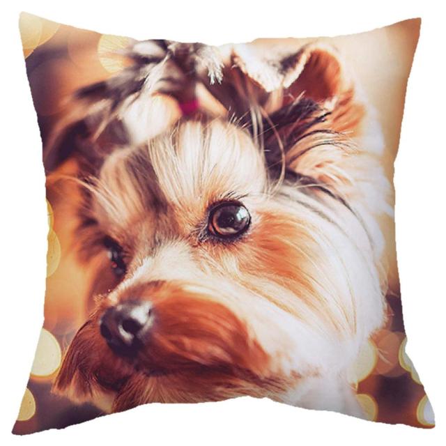 45*45 cm Cute Dogs Pattern Peach Skin Pillow Case Cushion Cover