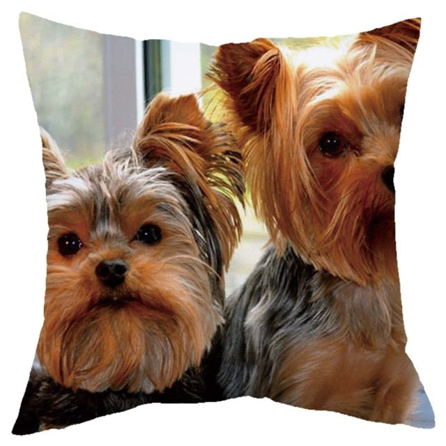 45*45 cm Cute Dogs Pattern Peach Skin Pillow Case Cushion Cover