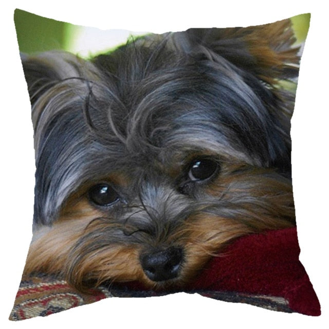 45*45 cm Cute Dogs Pattern Peach Skin Pillow Case Cushion Cover