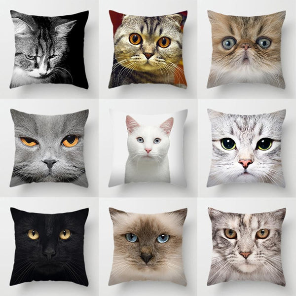 45*45 cm Upclose Cat Face Pattern Polyester Pillow Case Cushion Cover