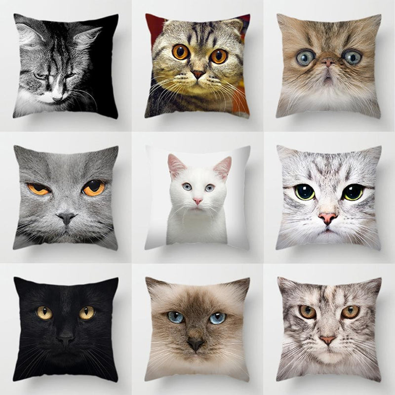 45*45 cm Upclose Cat Face Pattern Polyester Pillow Case Cushion Cover