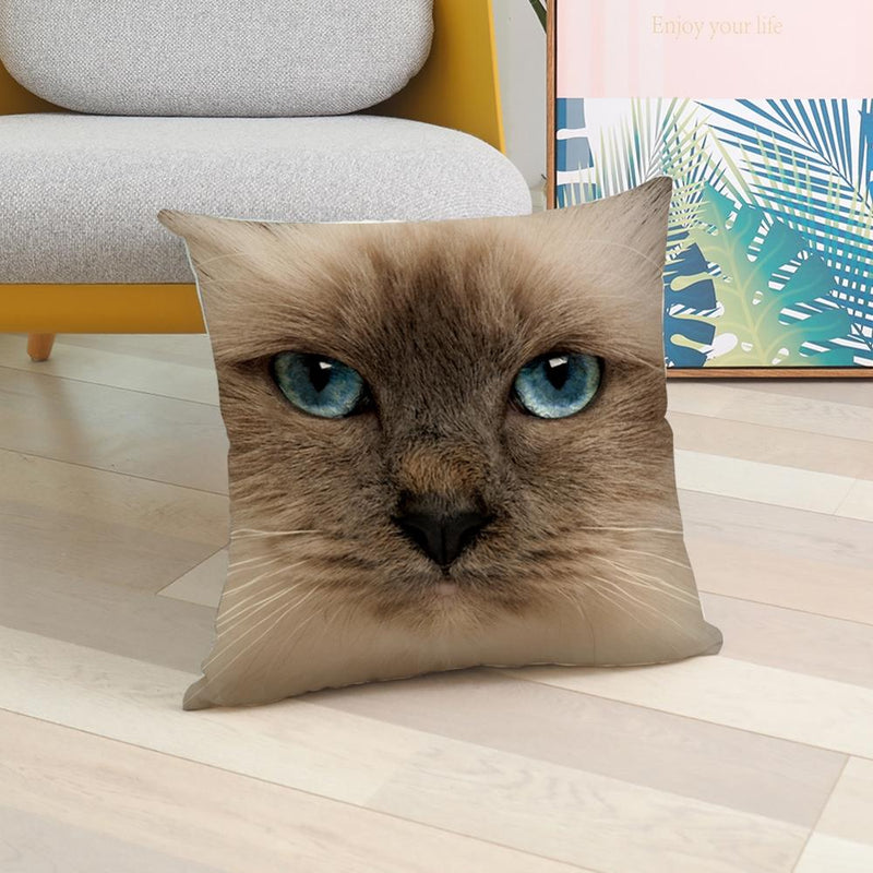 45*45 cm Upclose Cat Face Pattern Polyester Pillow Case Cushion Cover