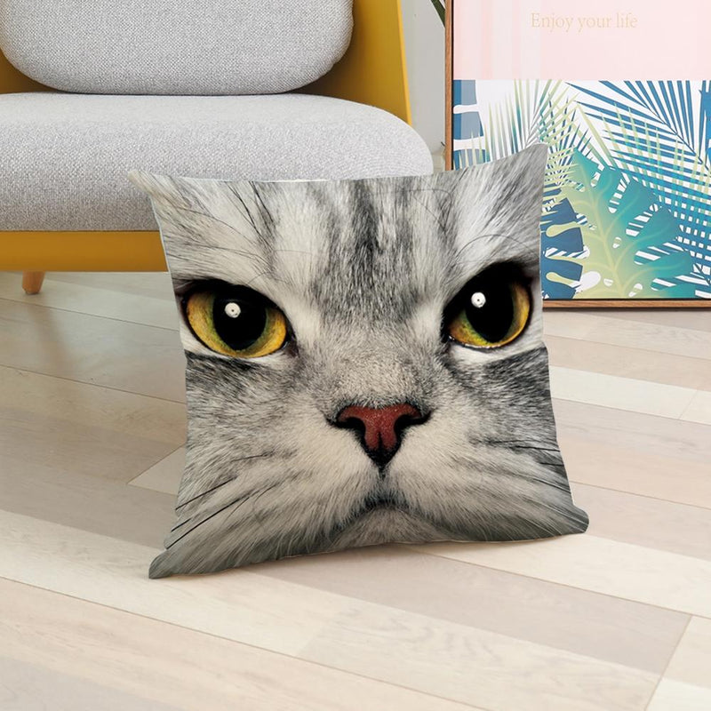 45*45 cm Upclose Cat Face Pattern Polyester Pillow Case Cushion Cover