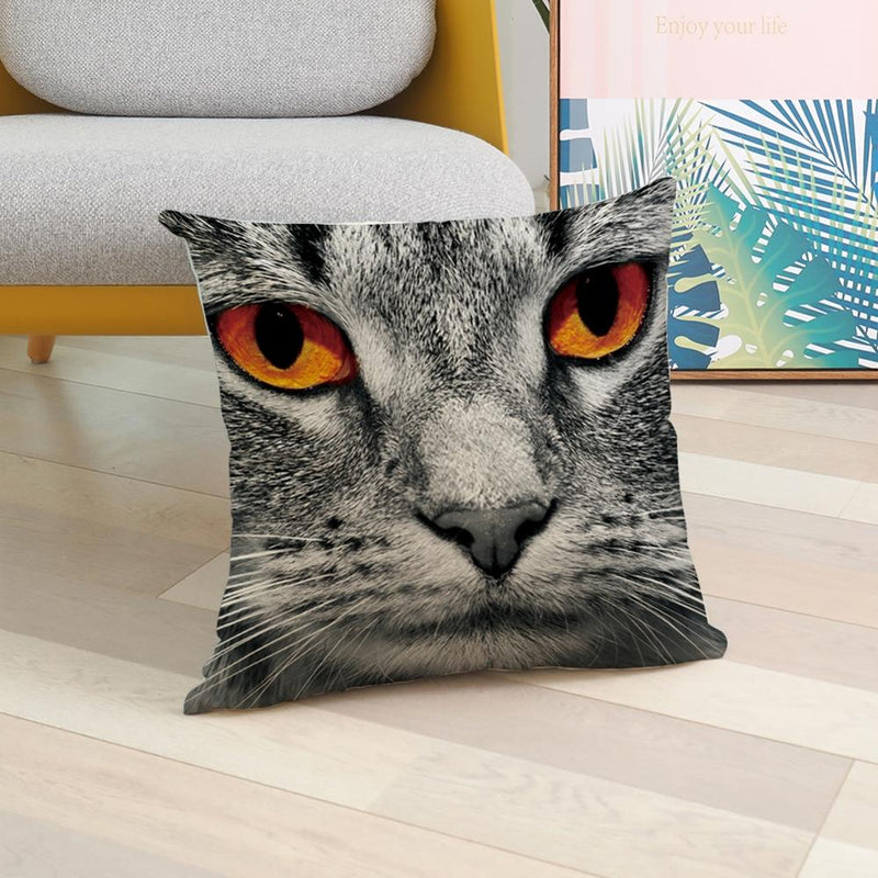 45*45 cm Upclose Cat Face Pattern Polyester Pillow Case Cushion Cover