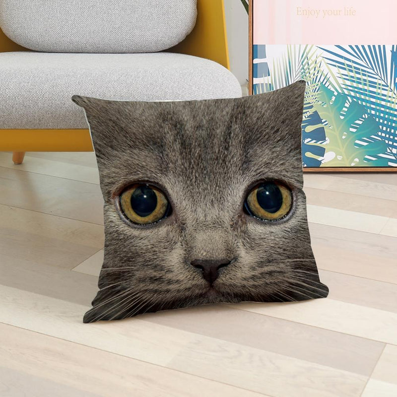 45*45 cm Upclose Cat Face Pattern Polyester Pillow Case Cushion Cover