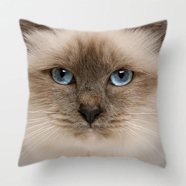 45*45 cm Upclose Cat Face Pattern Polyester Pillow Case Cushion Cover