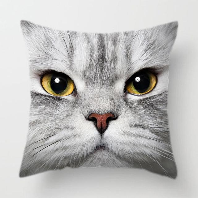 45*45 cm Upclose Cat Face Pattern Polyester Pillow Case Cushion Cover