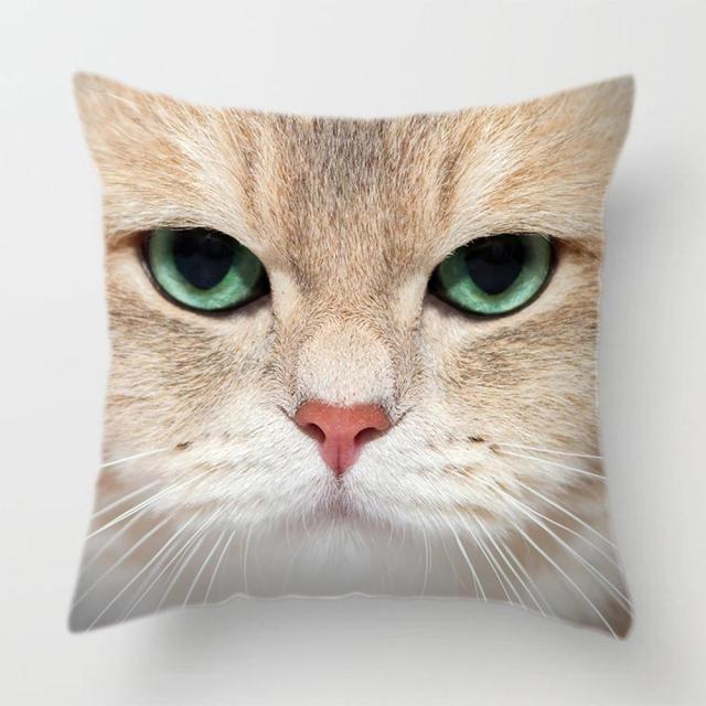 45*45 cm Upclose Cat Face Pattern Polyester Pillow Case Cushion Cover