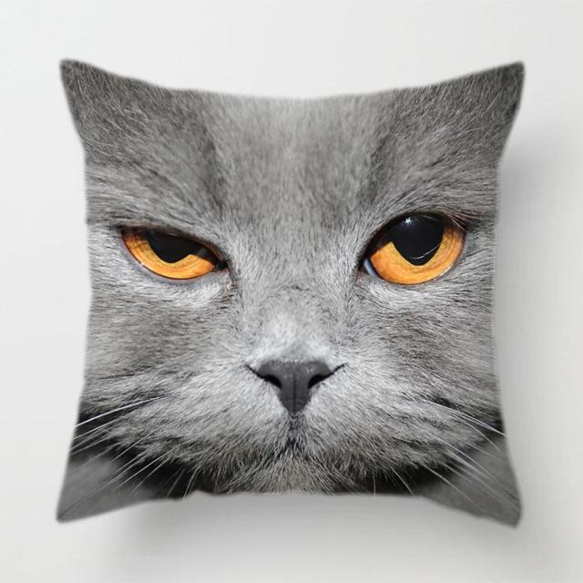 45*45 cm Upclose Cat Face Pattern Polyester Pillow Case Cushion Cover