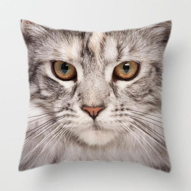 45*45 cm Upclose Cat Face Pattern Polyester Pillow Case Cushion Cover