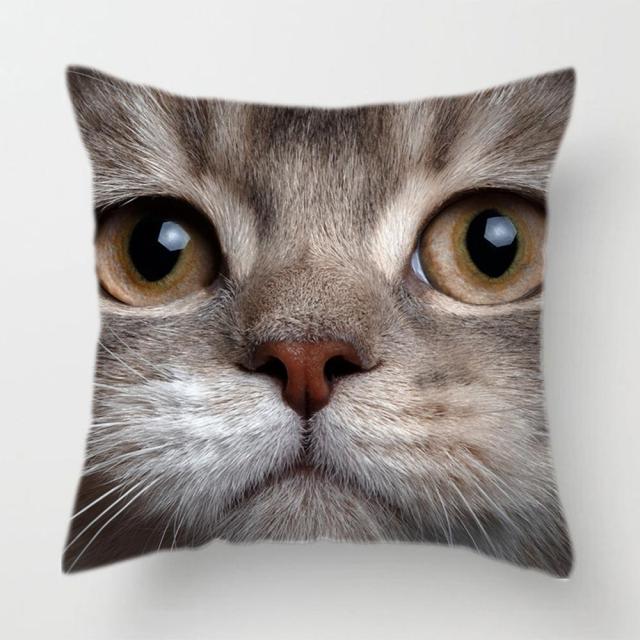 45*45 cm Upclose Cat Face Pattern Polyester Pillow Case Cushion Cover