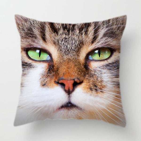 45*45 cm Upclose Cat Face Pattern Polyester Pillow Case Cushion Cover
