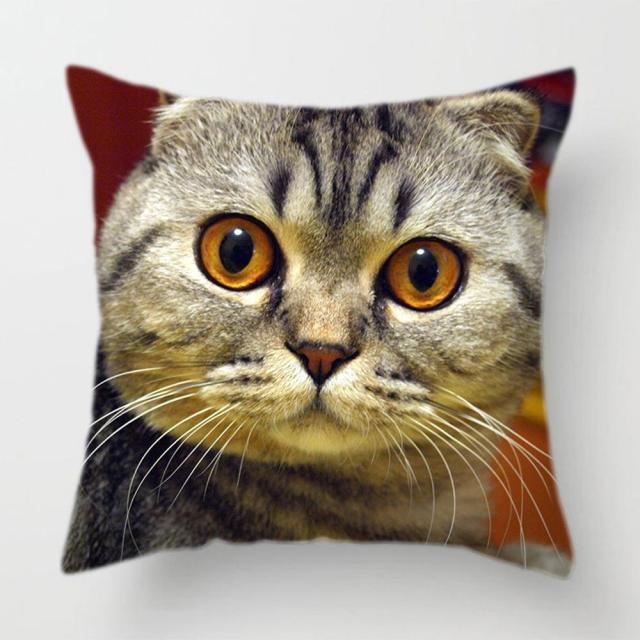 45*45 cm Upclose Cat Face Pattern Polyester Pillow Case Cushion Cover