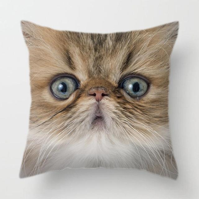 45*45 cm Upclose Cat Face Pattern Polyester Pillow Case Cushion Cover
