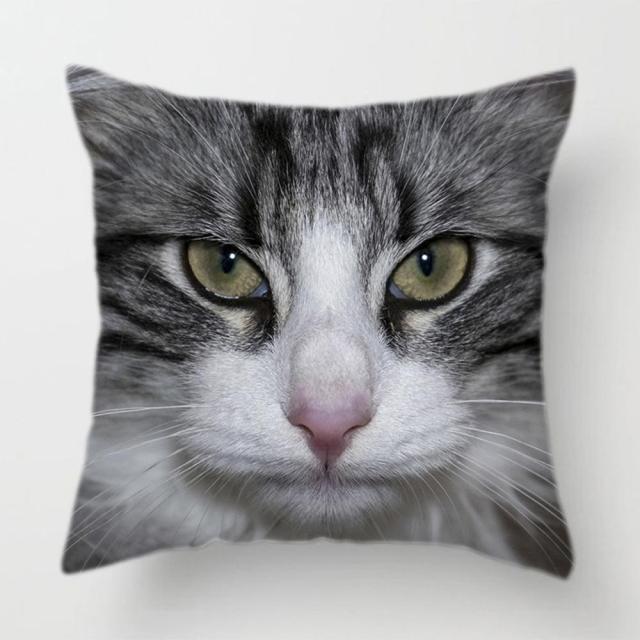 45*45 cm Upclose Cat Face Pattern Polyester Pillow Case Cushion Cover