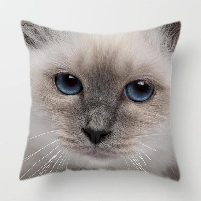 45*45 cm Upclose Cat Face Pattern Polyester Pillow Case Cushion Cover