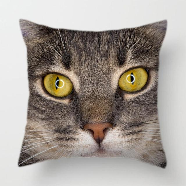 45*45 cm Upclose Cat Face Pattern Polyester Pillow Case Cushion Cover