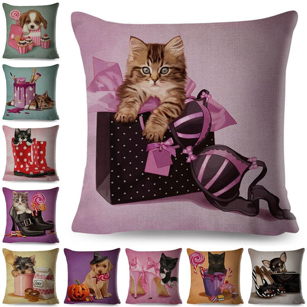 45*45 cm Animal in Gift Cotton Linen Pillow Case Cushion Cover