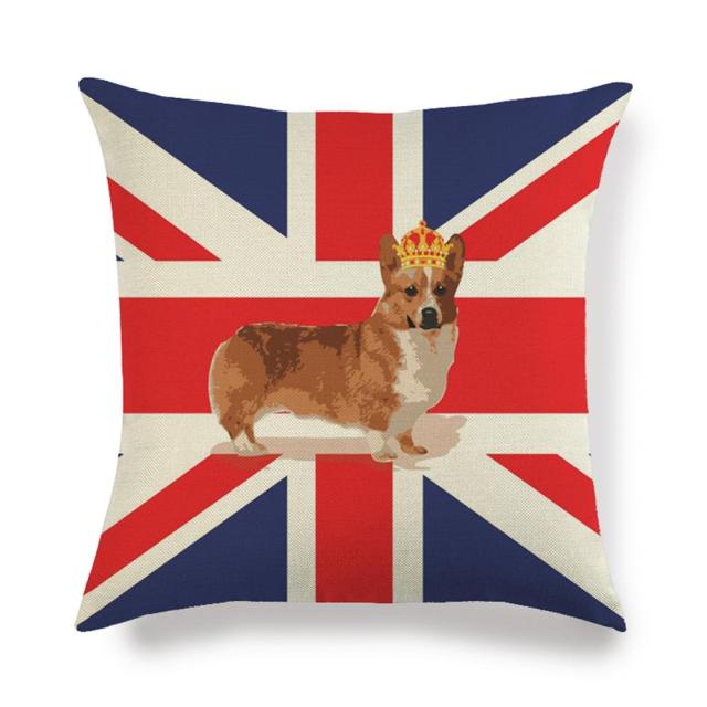 45*45 cm Cute Pet Dog Corgi Pattern Cotton Linen Pillow Case Cushion Cover