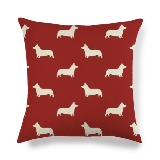 45*45 cm Cute Pet Dog Corgi Pattern Cotton Linen Pillow Case Cushion Cover