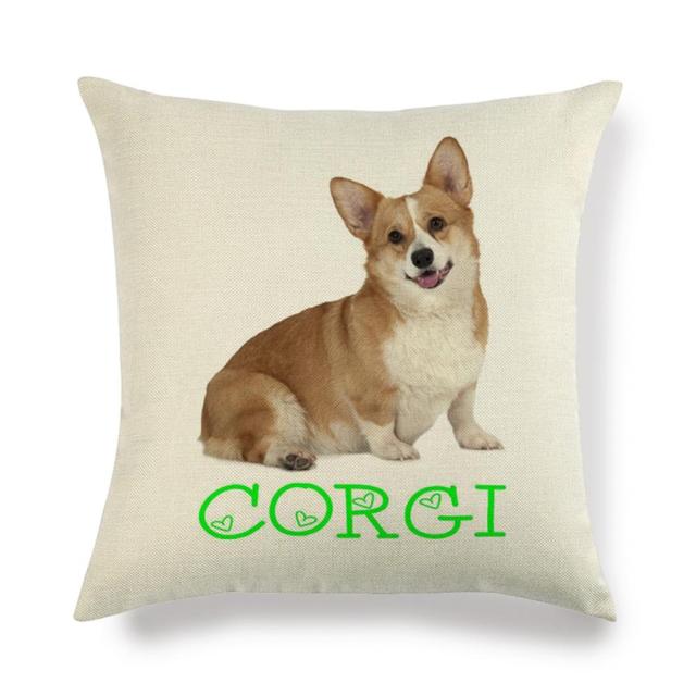 45*45 cm Cute Pet Dog Corgi Pattern Cotton Linen Pillow Case Cushion Cover