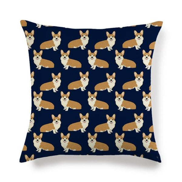 45*45 cm Cute Pet Dog Corgi Pattern Cotton Linen Pillow Case Cushion Cover